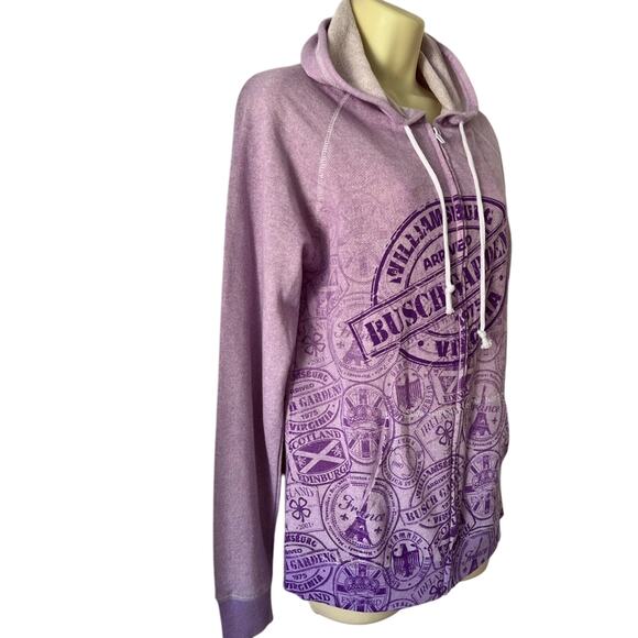 Busch Garden Williamsburg Purple Hoodie Jacket Woman’s Size Large Lightweight - Picture 2 of 9